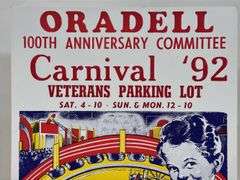 Vintage Oradell Carnival Card Stock Advertising Poster Sign