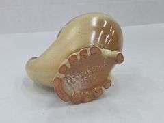 (Q) Frankoma Yellow & Brown Pottery Candlestick Holder, Planter, And Divided Relish Tray