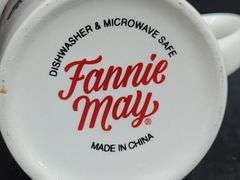 (Q) Set Of 10 Fannie May Coffee Mugs With Purple And White Pansies