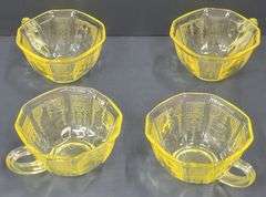 (Q) Yellow Depression Glass - Princess Topaz - Tea Cups