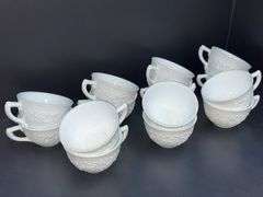 (Q) Milk Glass - Indiana Glass Orange Blossom Teacups