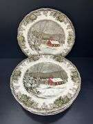 (Q) Friendly Village 8 Place Settings In The School House, Covered Bridge, The Ice House And Sugar Maples Patterns