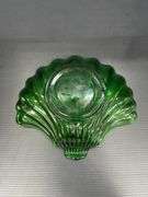 (Q) Five Anchor Hocking Emerald Green Glass Shell Candy Dishes