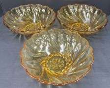 (Q) Amber Glass - Hazel-Atlas - Swirl Bowls