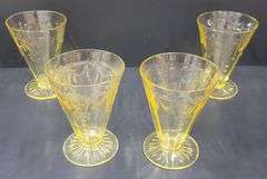 (Q) Yellow Depression Glass - Anchor Hocking Cameo Ballerina - Water Tumblers