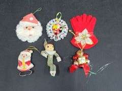 (Q) Christmas Ornaments Including Blown Glass, Stitched, Wood Cutouts, Etc