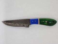 (II) Damascus Steel Hunting Knife With Sheath
