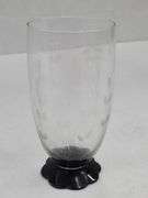 (Q) 4 MCM Black Lily Pad Etched Tumblers
