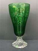 (Q) Set Of 8 Anchor Hocking Forest Green "Burple" Footed Goblets