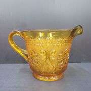 Q) Amber Glass - Indiana Glass Tiara - Salt, Pepper, Cream & Sugar Dishes
