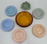 (Q) 7 Ashtrays Includes Frankoma,  Amber Glass, And Ceramic