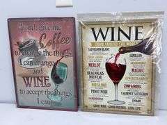 Lot Of 2 Metal Wine Signs