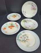 (Q) Vintage Limoges And D&C France Porcelain Plates With Floral And Fruit Designs