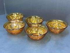 Q) Amber Glass - Indiana Glass Tiara -Berry Bowls