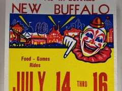 Vintage New Buffalo Circus Card Stock Advertising Poster Sign