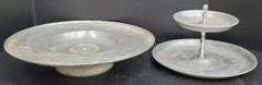 (Q) Vintage Aluminum Everlast Lazy Susan And Wilson Specialties Co 2-Tiered Serving Tray