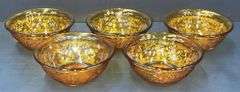 Q) Amber Glass - Indiana Glass Tiara -Berry Bowls