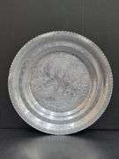 (Q) Vintage Hand-Wrought Aluminum Serving Trays And Plates With Floral Designs