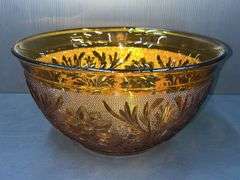 Q) Amber Glass - Indiana Glass Tiara - Serving Bowl