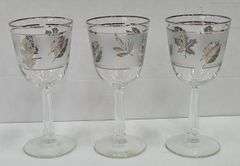 (Q) 9 Libbey Silver Leaf MCM Wine Glasses