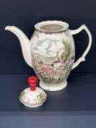 (Q) Johnson Brothers "The Friendly Village" Coffee Pot, Creamer And Sugar Bowl