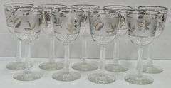 (Q) 9 Libbey Silver Leaf MCM Wine Glasses