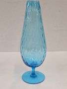 (Q) Italian Art Glass: MCM Blue Empoli Vase And Vintage Green Fish Decanter/Wine Bottle