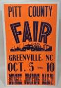 Vintage Pitt County Fair Greenville Card Stock Advertising Poster Sign