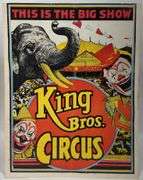 Vintage King Bros Circus Card Stock Advertising Poster Sign