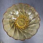 (Q) Amber Glass - Hazel-Atlas - Swirl Bowls
