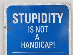 Metal Stupidity Sign
