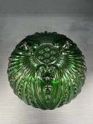 (Q) Anchor Hocking Emerald Green Glass Burple Footed Bowls