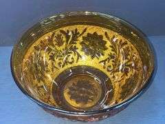 Q) Amber Glass - Indiana Glass Tiara - Serving Bowl