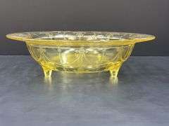 (Q) Yellow Depression Glass - Anchor Hocking Cameo Ballerina - Bowl & Platter