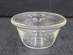 (Q) Vintage Hazel Atlas Florentine Pattern Clear Depression Glass Plates & Glasbake Ramekins