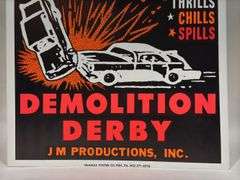 Vintage Calvert County Fair Demolition Derby Card Stock Advertising Poster Sign
