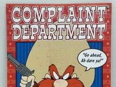 Complaint Department Metal Sign