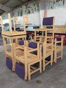 Purple Upholstered Wooden Chairs
