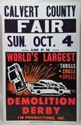 Vintage Calvert County Fair Demolition Derby Card Stock Advertising Poster Sign