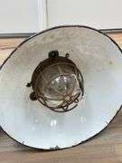Lot Of 2 Vintage Explosion Proof Industrial Light Fixtures w/ Porcelain Shades