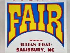 Vintage Rowan County Fair Circus Card Stock Advertising Poster Sign