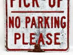 Vintage Parcel Pick-Up Embossed Metal Sign