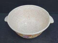 (Q) Floral Patterned Ceramic Three Piece Fondue Set