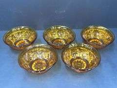 Q) Amber Glass - Indiana Glass Tiara -Berry Bowls