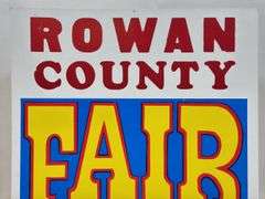 Vintage Rowan County Fair Circus Card Stock Advertising Poster Sign