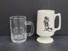 (Q) Norman Rockwell Mug And Rocks Glass, Hall Mug And Small Clear Juice Glasses