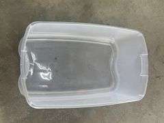 (J) Sterilite Clear Plastic Storage Totes, 58 Qt & 106 Qt Capacity.