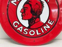 Mohawk Gasoline Embossed Metal Advertising Sign