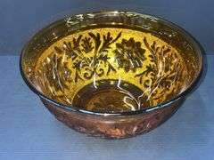 Q) Amber Glass - Indiana Glass Tiara - Serving Bowl