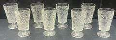 (Q) Hazel Atlas Big Top Peanut Butter Diamond And Fan Iced Tea Glasses.